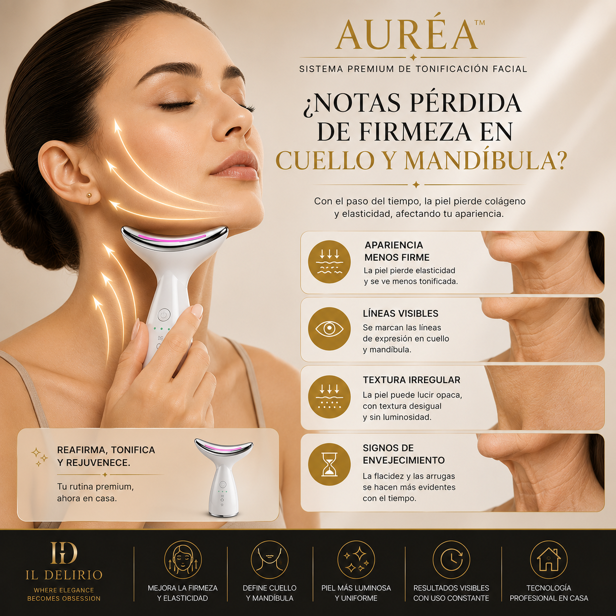 Alternativa al botox sin agujas — microcorriente y terapia LED facial | IL DELIRIO