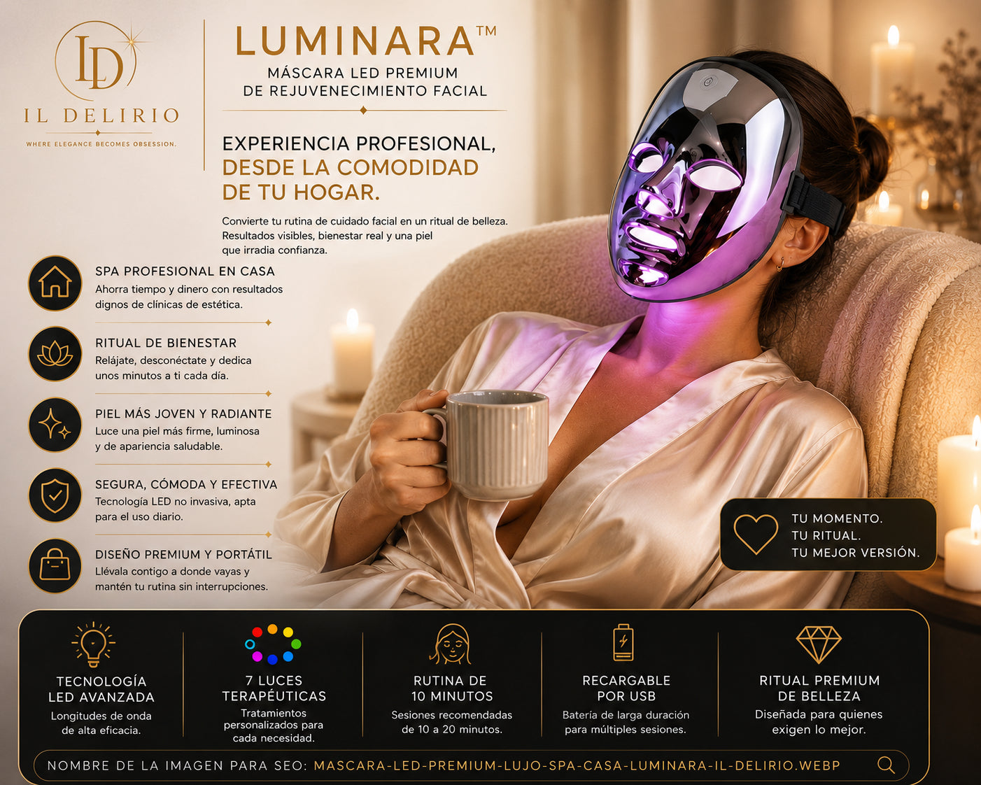 LUMINARA™ | Máscara LED Premium de Rejuvenecimiento Facial